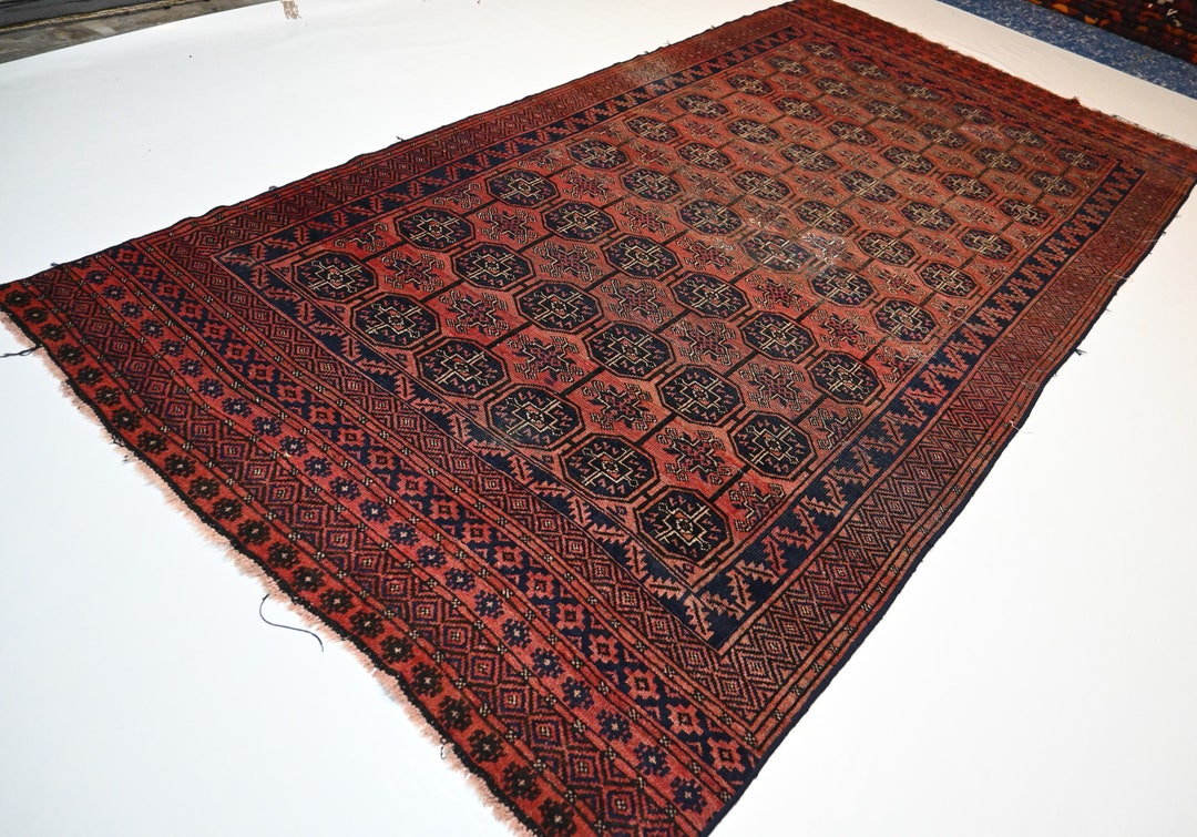5x10 Antique 1900s Rug/ Afghan Tekke Sara Design/ Turkmen Handmade Wool ...