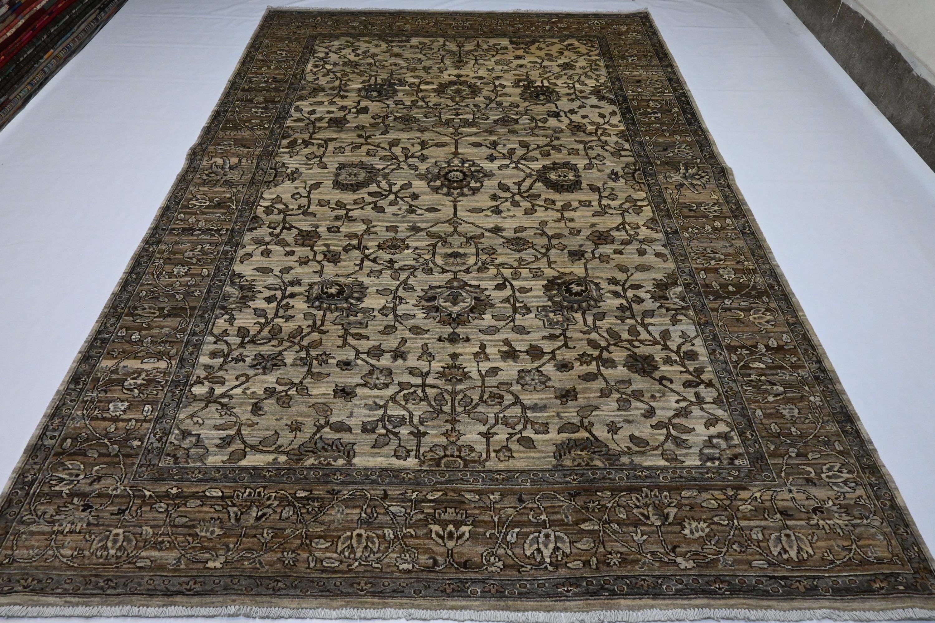 6x9 ナチュラル ビジュダールラグ/ベージュブラウン ハンドノット