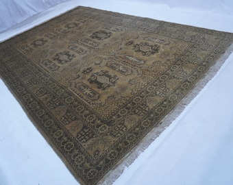 Alfombra caucásica de 1960, 198 x 292 cm (6'6" x 9'7"), alfombra antigua de lana anudada a mano de 213 x 254 cm (7x10") / Alfombra de terracota de pelo corto / Alfombra para dormitorio / Alfombra para oficina