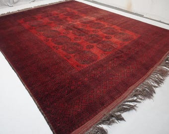8x11 Antique Large Afghan rug/ Handmade Wool rug/ Turkmen Tribal Tekke Ersari Rug/ Vintage Fine Rug/ Living Room/ Oriental Rug/ Bedroom Rug