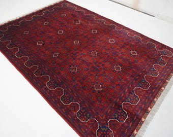 Tappeto afgano 6x8 170 x 250 cm Tappeto tribale turkmeno Bukhara/Tappeto fatto a mano in lana pregiata/Tappeto con motivo vintage/Tappeto orientale/Tappeto per camera da letto e soggiorno