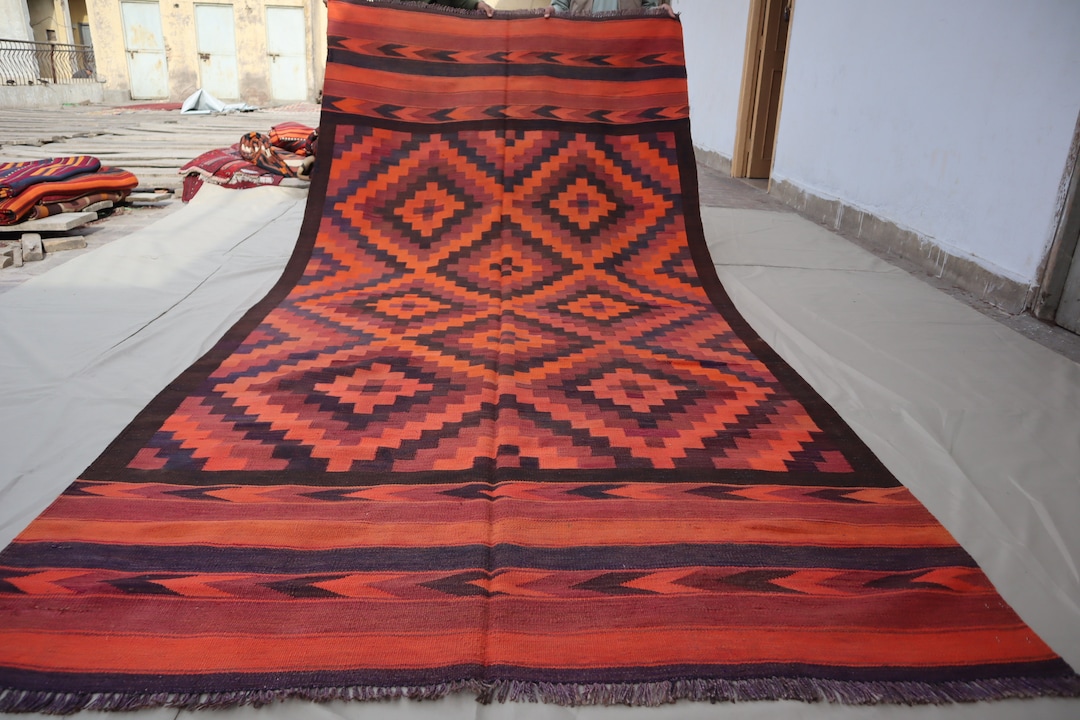 ラグ・カーペット Afghan Hodrang Kilim Kilim Rugs | Wool Flat‑Weave Treasures – Rug the Rock – Rug the Rock