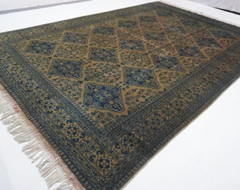 7x10 Vintage Terracotta Rug 6'5x9'7 ft Turkmen Tekke Kalisaye Rug/ Low Pile Fine Area Rug/ Handmade Wool Rug/ Oriental Rug/ Living Room Rug