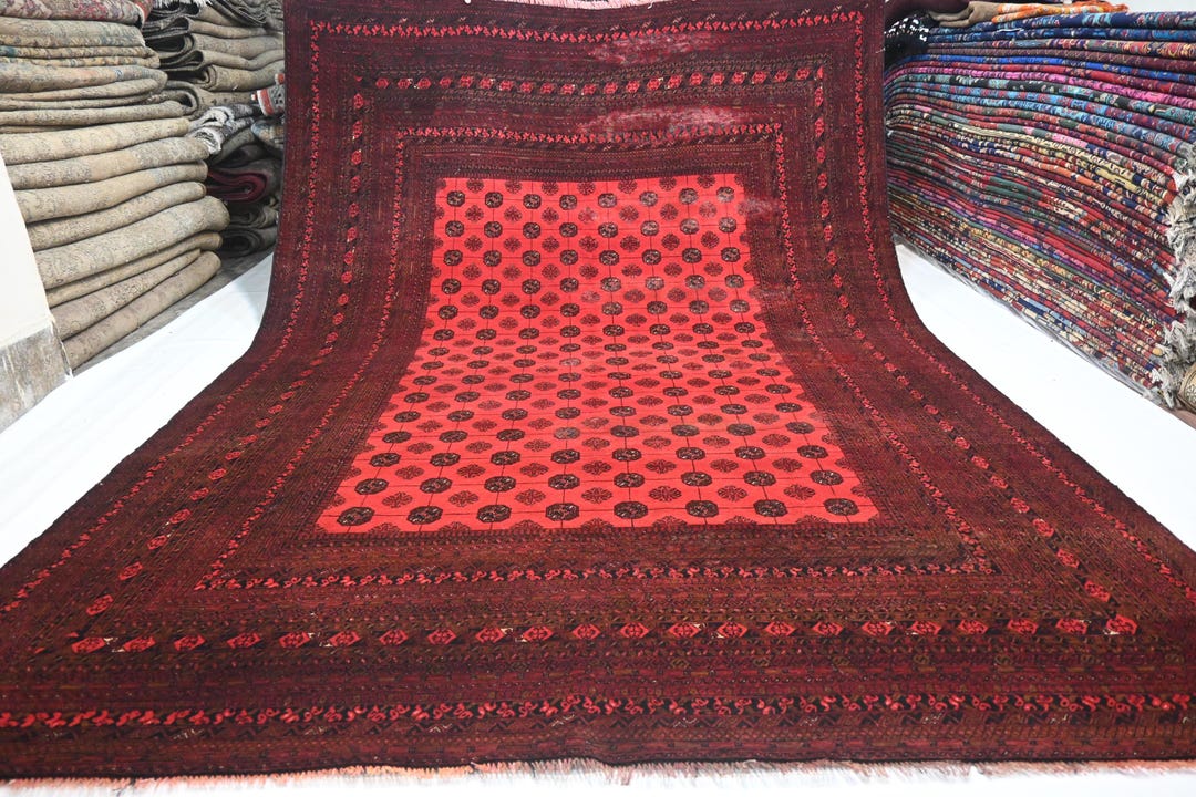1930s Antique 8x11 Turkmen Famous Mowri Rug/ Afghan Hand Knotted Wool ...