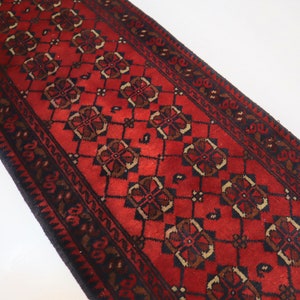 1'6x6'8 ft Vintage Runner rug/ Afghan Handmade Wool Rug/ Oriental Turkmen Mowri Bukhara Rug/ Kitchen Runner rug/ Floor Entry way Office Rug