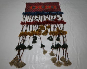 Alfombra Jalar vintage de los años 20 para colgar en la pared / Alfombra decorativa de pared 100% hecha a mano de 76 x 132 cm. Antigua alfombra Jalar turcomana famosa / Alfombra tribal / Alfombra de oficina.