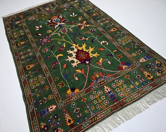 4x6 Fern Green Bijdar rug/ Afghan Fine Quality Wool Rug/ Handmade Sultani Rug/ Oriental Rug/ Natural dyes Rug/ Bedroom/ Kitchen/ Doormat Rug