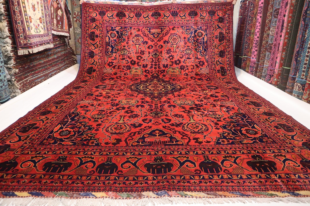 8x12 レッド 大型トルクメン ゼルカーキラグ/アフガニスタン