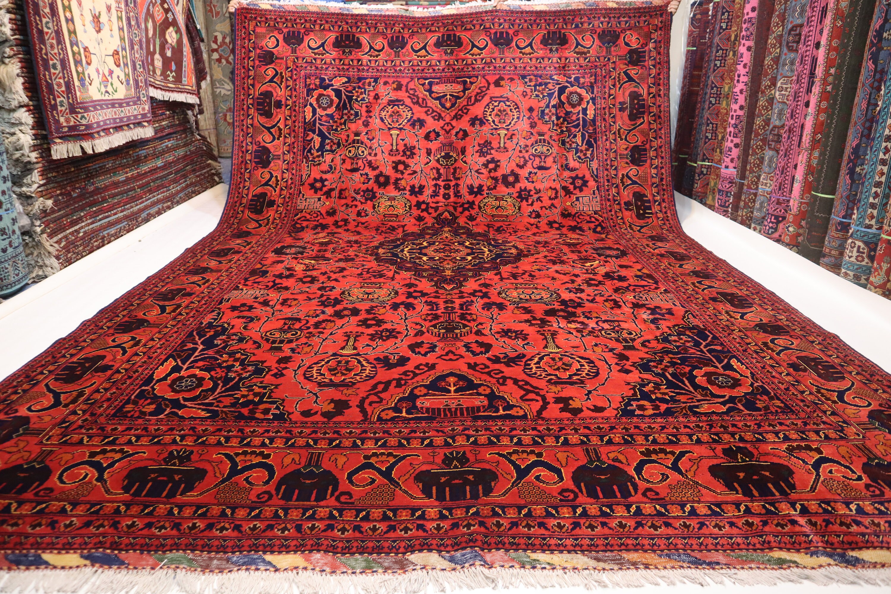 8x12 レッド 大型トルクメン ゼルカーキラグ/アフガニスタン