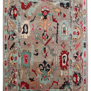Natural Oushak Rug 6x8 Turkish Oushak Rug/ Handmade Wool Area Rug/ Multi Rich Colors Oushak Rug/ Contemporary Oriental Rug/ Rug for Bedroom