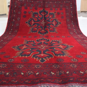 3x4 Vintage Bukhara Rug 2&#39;8x4 ft Authentic Turkmen Khal Muhammdi rug/ Afghan Handmade Wool Area Rug/ Oriental Rug/ Rug for Bedroom/ Office