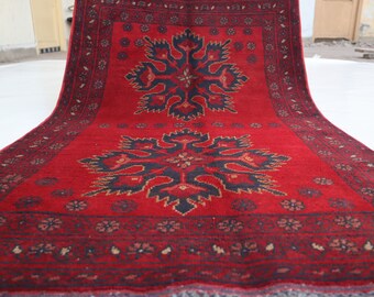 3x4 Vintage Bukhara Rug 2'8x4 ft Authentic Turkmen Khal Muhammdi rug/ Afghan Handmade Wool Area Rug/ Oriental Rug/ Rug for Bedroom/ Office
