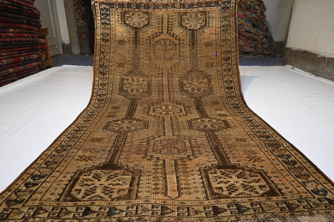 1900s Antique/ Terracotta Afghan Vintage Rug/ 6'6x3'9 Ft Turkmen ...