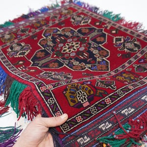 Alfombra antigua de los años 20, con fundas de cojín dobles de 2x3 pulgadas, hecha a mano, de lana, afgana, vintage, geométrica, oriental, para decoración del hogar, regalo de cumpleaños.