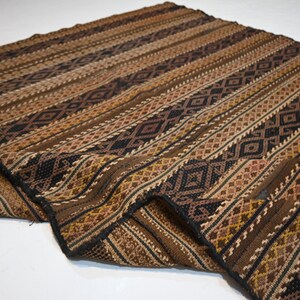 1930s Antique 5x7 Afghan Rug/ Turkmen Flatweave Kilim Striped design Rug/ Handmade Wool Rug/ Bedroom Rug/ Kitchen/ Living Room Oriental Rug
