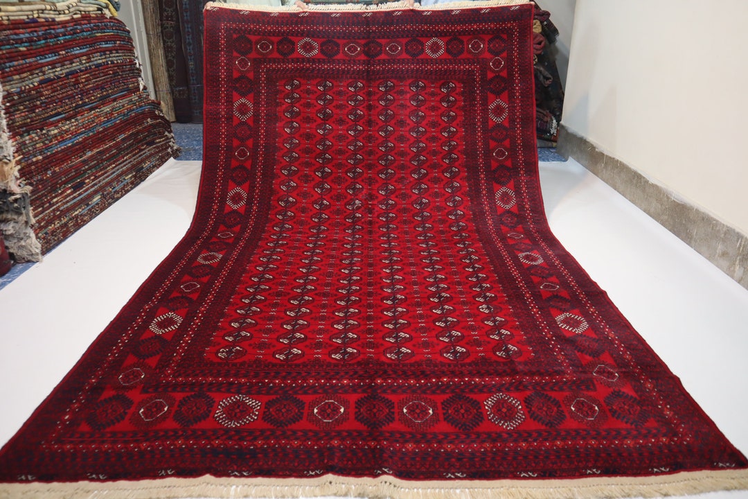 1950s Antique Afghan Rug 6'5x10 Vintage Turkmen Mowri Rug/ Afghan ...