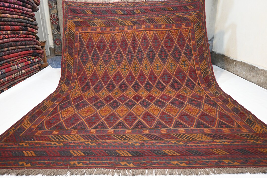 7x9 ハンドメイド ヴィンテージ マシュワニ ベルジェスタ ラグ/ウール