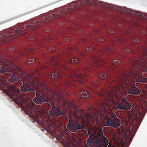 9x12 Large Vintage Rug Afghan Rug 280x365 cm Handmade Turkmen Tekke Bukhara rug/ Oriental Rug Wool Rug/ Rug for Dining Table Rug for Bedroom