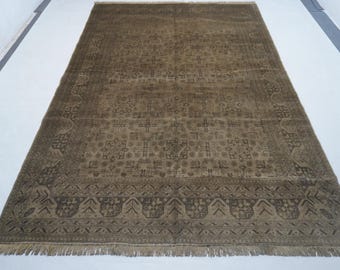 7x10 Terracotta Bukhara rug/ Afghan Vintage Rug/ Handmade Wool rug/ Turkmen Tribal Fine Area Rug/ Living Room Rug/ Oriental Rug/ Bedroom Rug