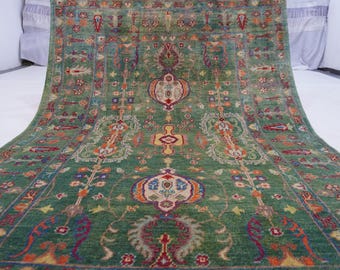 Green Bijdar Rug 4x6 Afghan Handmade Wool Area Rug/ Oriental Turkmen Rug/ Kids Room Rug/ Living Room Rug/ Bedroom Rug/ Natural Dyes Rug