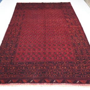 6&#39;7x10&quot; Large Antique Rug 1940 Vintage Handmade Wool Rug/ Turkmen Tribal Rug/ Afghan Tegap Rug/ Oriental Low Pile Rug/ Bedroom/ Living Room