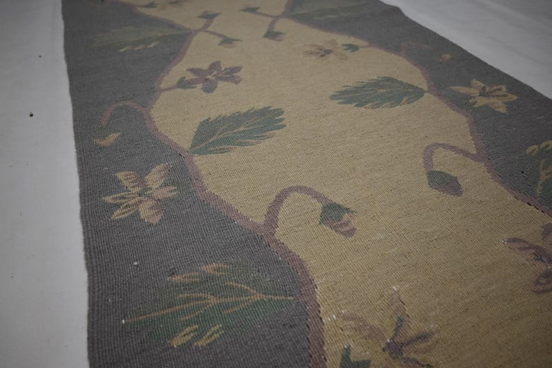 2 x 8 ft löparmatta/ Beige afghansk flatvävd Kilimmatta/ Turkmensk handgjord ullmatta/ 70 x 250 cm Vegetabiliska färgämnen Matta/ Turkmensk matta/Löpare i korridoren bild 9