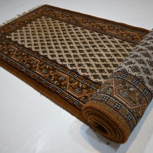 3x10 Antique Runner Rug/ Beige Brown Rug/ Afghan Handmade Wool Rug/ Paisley design Rug/ Soft Pile Fine Rug/ One of a Kind Hallway Runner Rug