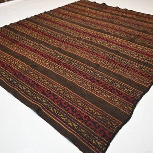 1930s Antique 5x7 Afghan Rug/ Turkmen Flatweave Kilim Striped design Rug/ Handmade Wool Rug/ Bedroom Rug/ Kitchen/ Living Room Oriental Rug