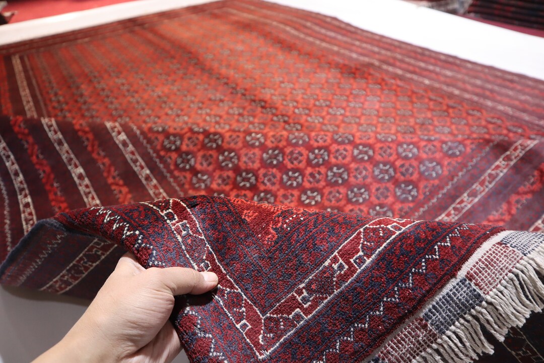 Vintage Tribal Mowri Rug 7x10 Afghan Area Rug/ Handmade Wool Rug ...