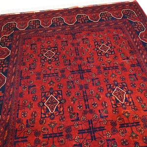 5x7 Handmade Afghan Rug 150x200 cm Khal Muhammadi Bukhara Rug/ Oriental Turkmen Tribal Rug/ Rugs for Bedroom Rug for Living Room Bedroom Rug