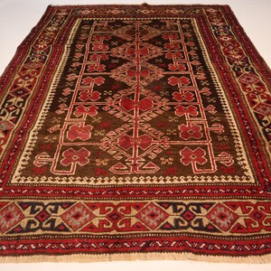 1900s Antique Turkmen Tribal Rug 4&#39;5x6 ft Vintage Tekke Rug/ Afghan Handmade Wool Low Pile Faded Rug Oriental Persian Area Rug/ Bedroom Rug