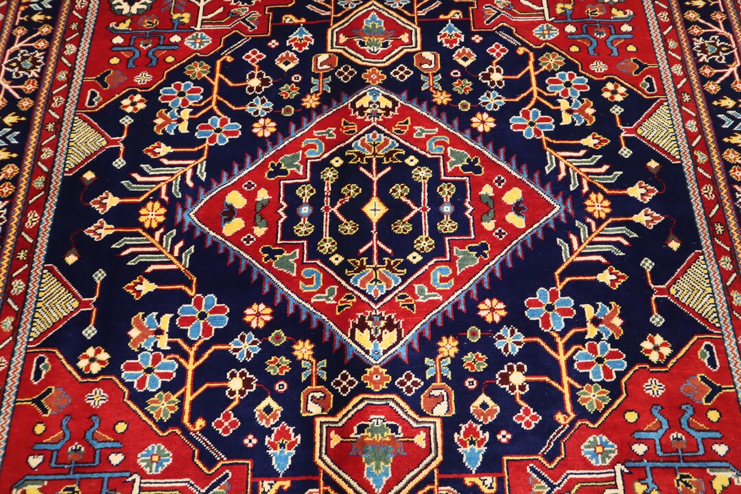 6x8 Geometric Heriz Design Afghan Hand Knotted Wool Rug / Turkish ...