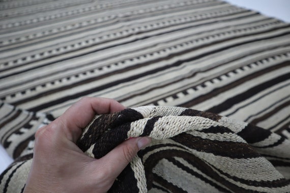 ナチュラルストライプラグ 6x11 ハンドメイドウールエリアラグ 175 x