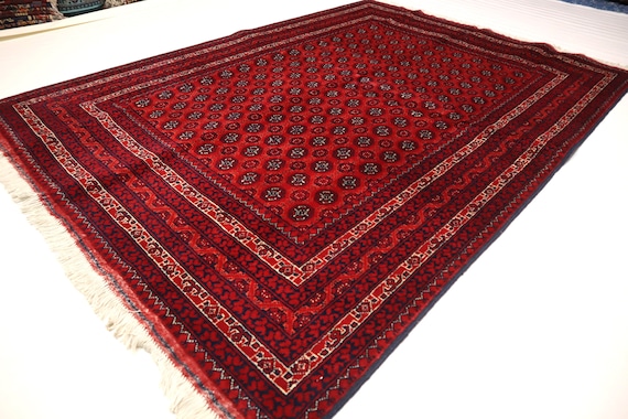 5x7 Afghan Red Mowri Rug Turkmen Handmade Wool Area Rug/ Oriental