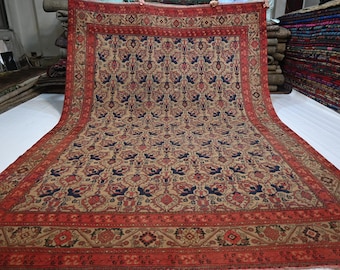 1920s Antique Terracotta Rug 6'3x9'4 ft Turkmen Caucasian Rug/ Low Pile Large Area Rug Afghan Handmade Wool Rug/ Living Room Rug Bedroom Rug