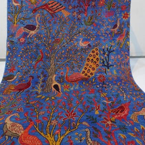 Purple Pictorial Rug 5x7 Afghan Handmade Wool Area Rug/ Peacocks Birds Trees Rug Oriental Turkmen Rug/ Living room/ Kids Room 150x210 cm Rug