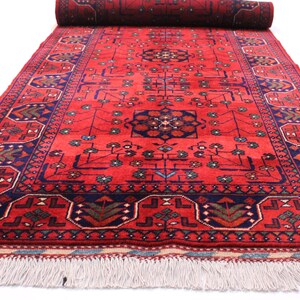 3x10 ft Runner Rug/ Handmade Vintage Rug/ Khal Muhammadi Bukhara design Oriental Rug/ Afghan Turkmen 10 ft Hallway runner/ Kitchen Runner