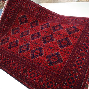 6x8 ft Turkmen Bukhara rug "170x250 cm" Afghan Handmade High Pile Wool rug/ Oriental Area Rug/ Rug for Bedroom Office Carpet/ Turkoman rug