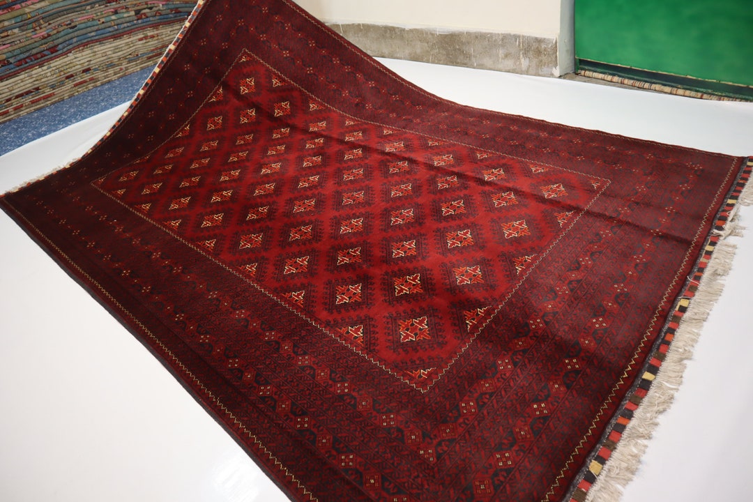 6'5x10 Vintage Turkmen Chinar Gull Rug/ Fine Quality Handmade Wool Area ...