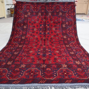 3x5 Vintage Bukhara Rug 3&#39;4x5 ft Authentic Turkmen Khal Muhammdi rug/ Afghan Handmade Wool Area Rug/ Oriental Rug/ Rug for Bedroom/ Bathroom