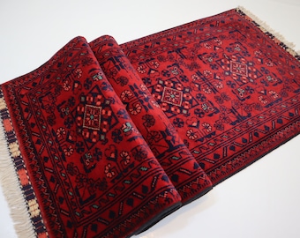 5 ft Runner Rug/ 1&#39;9x5&#39;2 ft Top Quality Afghan Bukhara Rug/ Turkmen Handmade Wool Rug/ Khal Mohammadi Kitchen Runner/ 2x5 Hallway Runner Rug