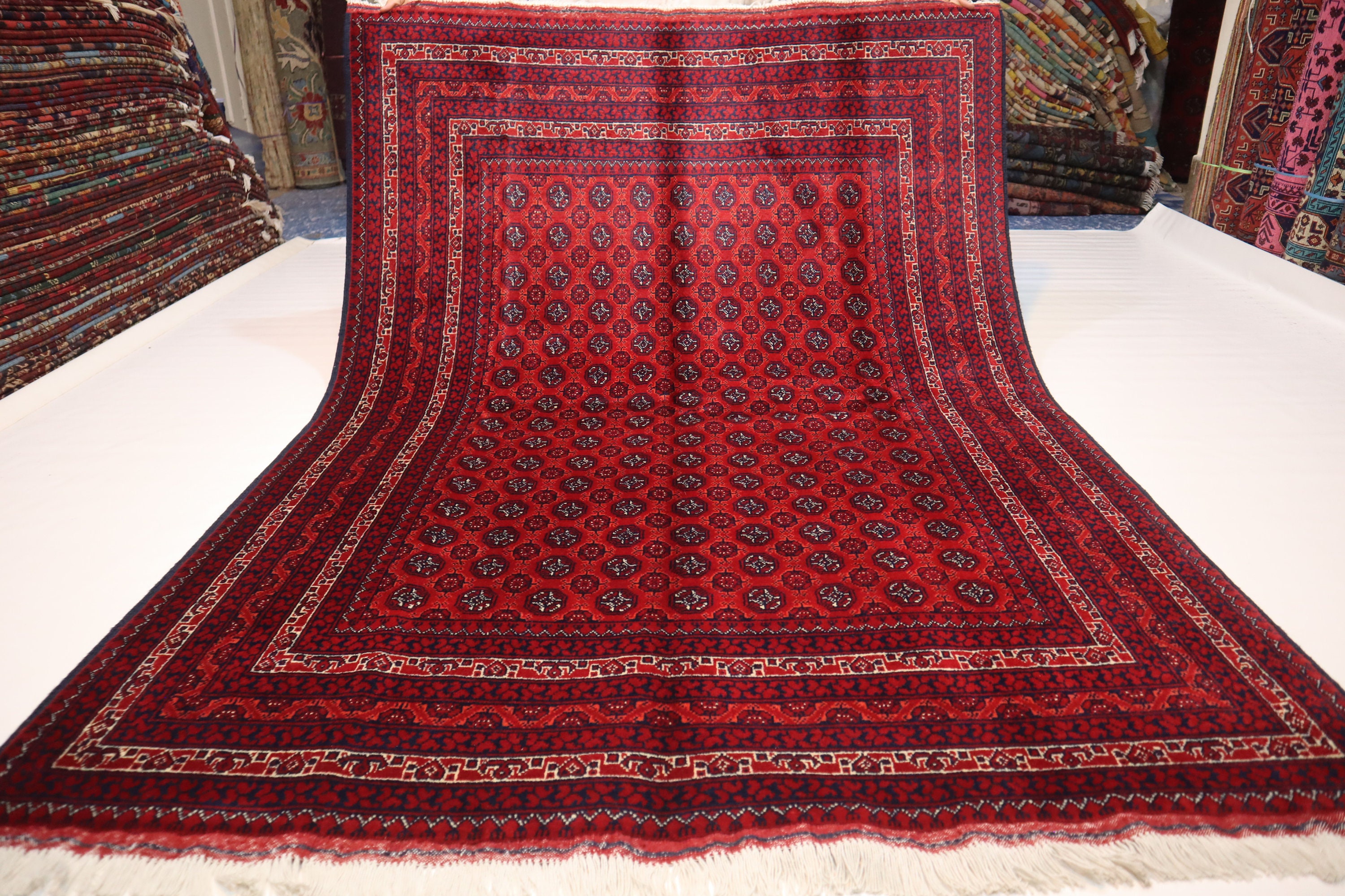 5x7 Afghan Red Mowri Rug Turkmen Handmade Wool Area Rug/ Oriental