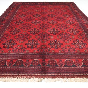 6x8 Turkmen Tribal Bukhara Rug/ Handmade Wool Rug/ Tribal Afghan Vintage Rug/ Rug for Bedroom/ Living Room rug/ Office Rug/ 175x240 cm Rug