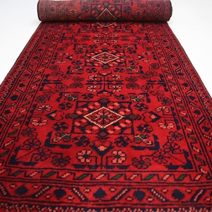 5 ft Runner Rug/ Red Turquoise Green Colors 1&#39;9x5&#39;4 Top Quality Afghan Bukhara Rug 2x5 Tribal Turkmen Handmade Wool Rug/ Oriental Floor Rug