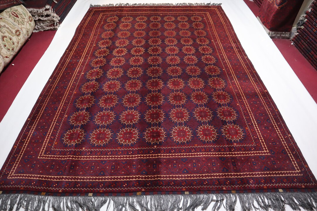 10x7 Vintage Rug/ Afghan Patnoos Gull Rug/ Handmade Fine Wool Rug ...