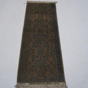 2x5 Muted Terracotta Brown Rug/ Afghan Vintage Pattern Handmade Wool Rug Turkmen Tribal Bukhara Rug/ Hallway runner Oriental Rug Kitchen Rug