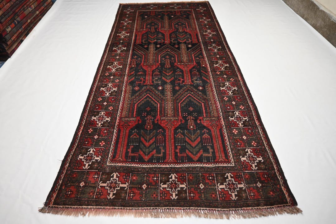 1930年代アンティーク 4'3x9'5フィート ランナーラグ/トルクメン