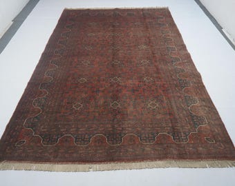 200x300 Terrakotta Buchara Teppich / Afghanischer Vintage Teppich / Wollteppich / Wollteppich / Wohnzimmer / Orientteppich / Schlafzimmer 200x230