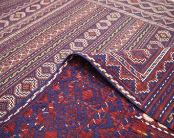 3'2x4'9 ft Antiker Kelim Teppich/ Handgefertigter Wollteppich/ Somak Kilim Teppich/ Orientteppich/ Authentischer echter Teppich/ Turkmenischer Kelim Teppich