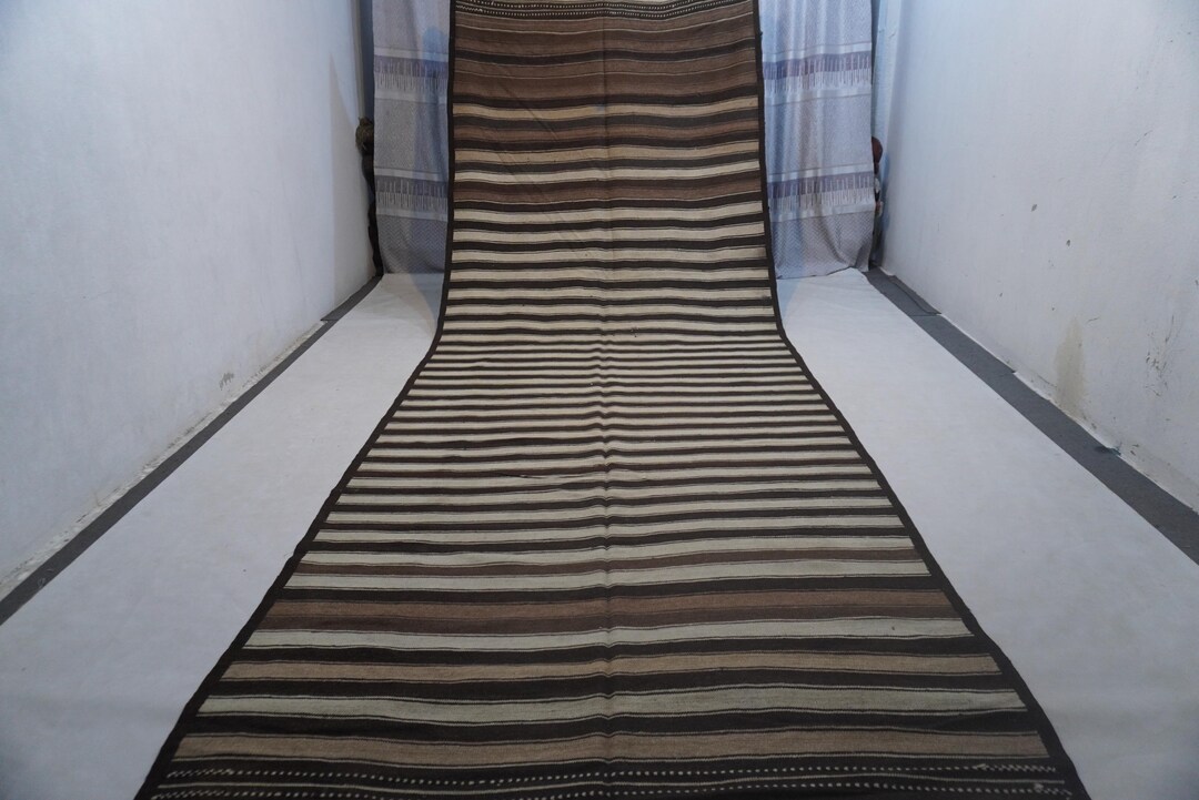 6x16 Natural Gray 1940s Antique Kilim Rug/ Handmade Wool Flatweave Rug ...